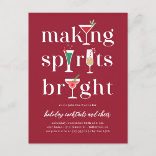 Christmas Cocktails Holiday Invitation Postcard