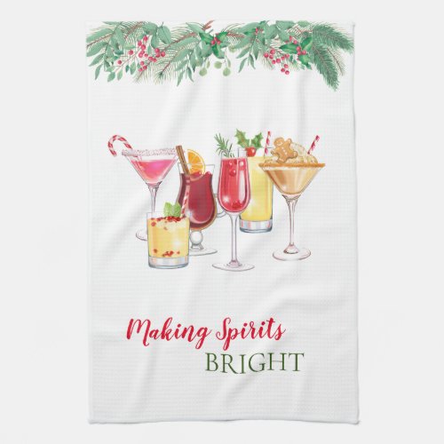 Christmas Cocktails Holiday  Kitchen Towel