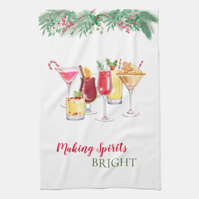 Christmas Cocktails Holiday  Kitchen Towel (Vertical)