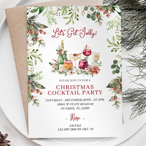  Christmas Cocktails Lets Get Jolly Invitation 