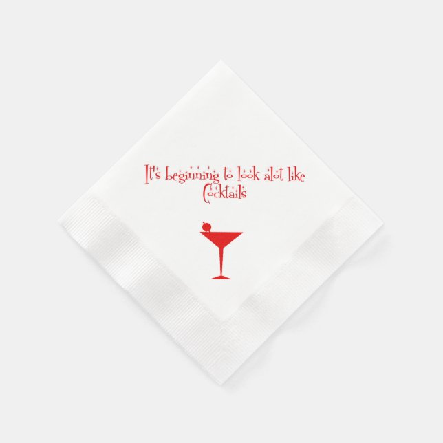 Christmas Cocktails Retro 50s Style Paper Napkins (Corner)