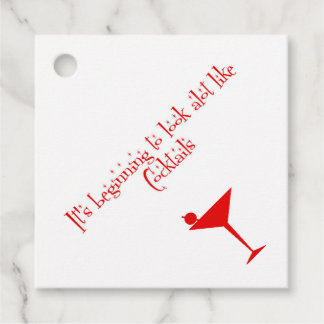 Christmas Cocktails Retro 50s Style Paper Napkins Favor Tags