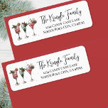 Christmas Cocktails Return Address Label<br><div class="desc">Add a festive flair to your holiday mail with this cheerful return address label featuring a colorful watercolor cocktail design. A variety of red and green holiday drinks are displayed on the left side, surrounded by small pink stars for a playful, sparkling touch that enhances the celebratory vibe. On the...</div>