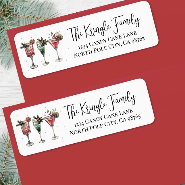 Christmas Cocktails Return Address Label (Christmas Cocktails Return Address Label)
