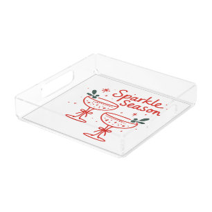 Christmas Cocktails Sparkle Season Acrylic Tray