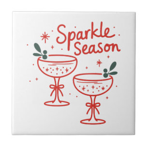 Christmas Cocktails Sparkle Season  Ceramic Tile