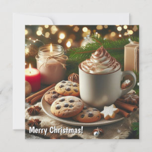 Christmas cocoa and cookies Merry Christmas Holiday Card