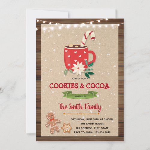 christmas cocoa and cookies theme invitation