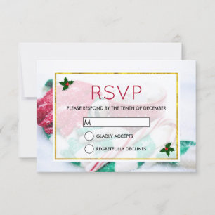 Christmas Cocoa Candy Cane Scarf & Gloves RSVP Invitation