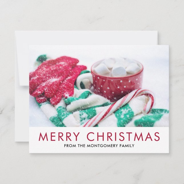 Christmas Cocoa | Candy Cane | Scarf & Mitts Holiday Card (Front)
