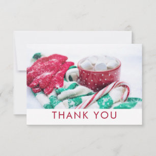 Christmas Cocoa Candy Cane Scarf & Mitts Thank You Card