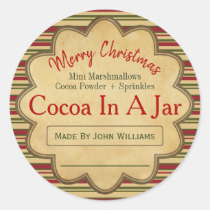 Christmas Cocoa Hot Chocolate In A Jar Ideas Classic Round Sticker