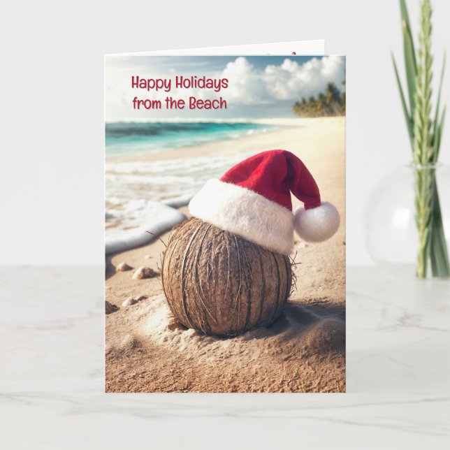 Christmas Coconut With Santa Hat Card (Front)