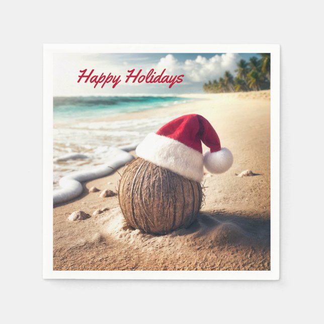 Christmas Coconut With Santa Hat Napkins (Front)