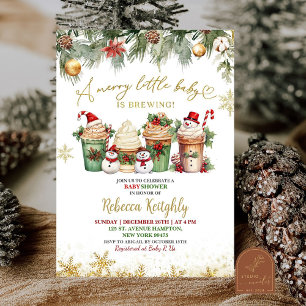 Christmas Coffee Baby is Brewing Invitation