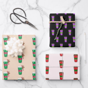 Christmas Coffee Beverages Wrapping Paper Sheets