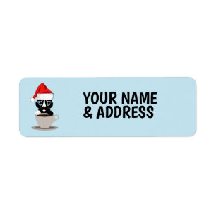 CHRISTMAS COFFEE CAT RETURN ADDRESS LABELS