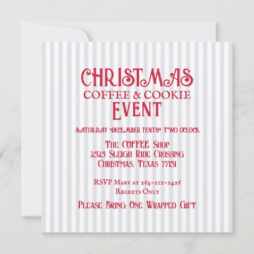 Christmas Coffee  Cookie Faded Stripe Invitation