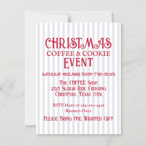 Christmas Coffee  Cookie Faded Stripe Magnetic Invitation