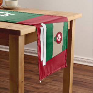 Christmas Coffee Cups & Snowflakes Holiday Short Table Runner
