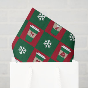Christmas Coffee Cups & Snowflakes Holiday Tissue Paper