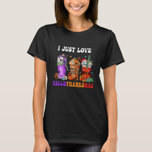 Christmas Coffee Drink Current Mood Santa Light Co T-Shirt