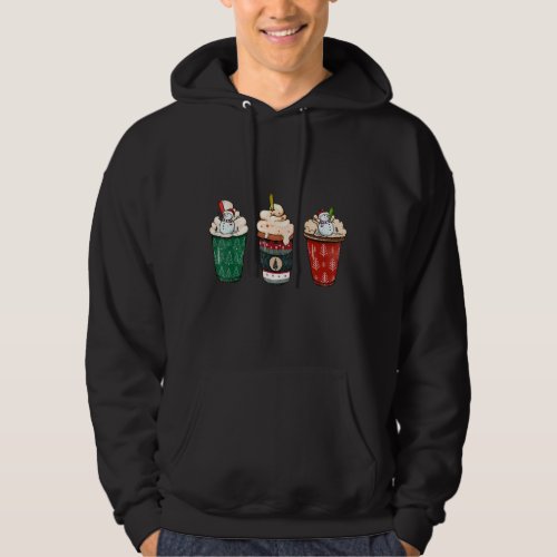 Christmas Coffee Latte Cups Snowman Santa Cookies  Hoodie
