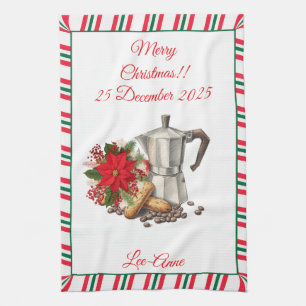 Christmas Coffee Lover Artwork with Biscotti Kitchen Towel