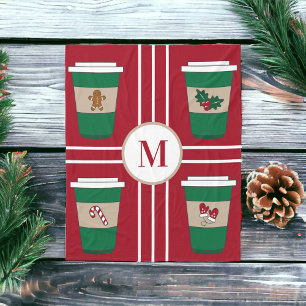 Christmas Coffee Lover Monogram Fleece Blanket
