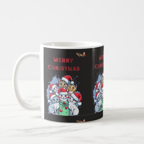 Christmas coffee mug cats in Santa hat