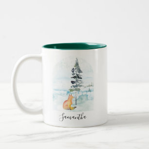 Christmas Coffee Mugs Watercolor Fox