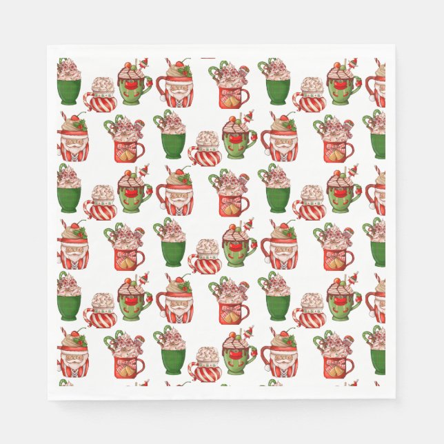 Christmas Coffee Paper Mugs Napkins (Front)