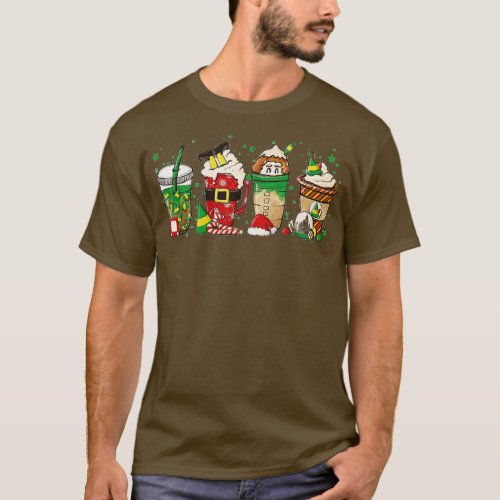 Christmas Coffee Peppermint Iced Latte Snowmen Hot T_Shirt