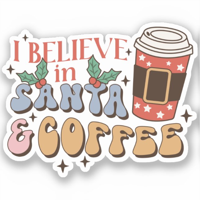 Christmas Coffee | Santa and Coffee Sticker (Front)