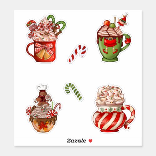 Christmas Coffee  Whipped Cream in Cute Mugs Sticker
