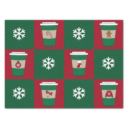 Christmas Coffees Snowflakes Holiday Monogram Tissue Paper