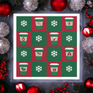 Christmas Coffees Snowflakes Holiday Themed  Napkins