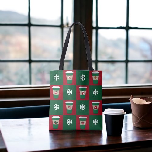 Christmas Coffees Snowflakes Holiday Themed  Tote Bag