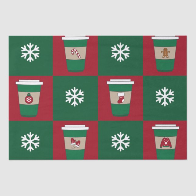 Christmas Coffees Snowflakes Holiday  Tissue Paper (Front)