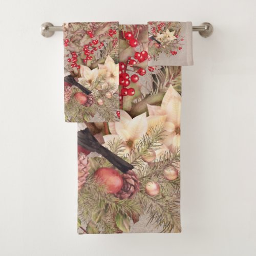 Christmas Collage Bathroom Towel Set