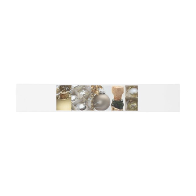 Christmas Collage Black, White and Gold Invitation Belly Band (Flat)