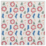 Christmas Collage Holiday Apple Wreathe Fabric