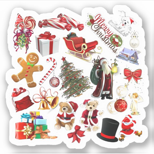Christmas Collage Holiday Cheer gift Sticker (Front)