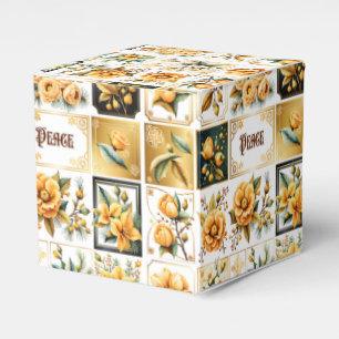 Christmas Collage in Gold Favor Boxes