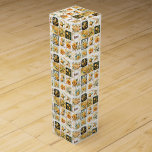 Christmas Collage in Gold Wine Box<br><div class="desc">Black and white labels with gold flowers,  leaves,  and text create a beautiful collage of Christmas-themed objects on this wine box.</div>
