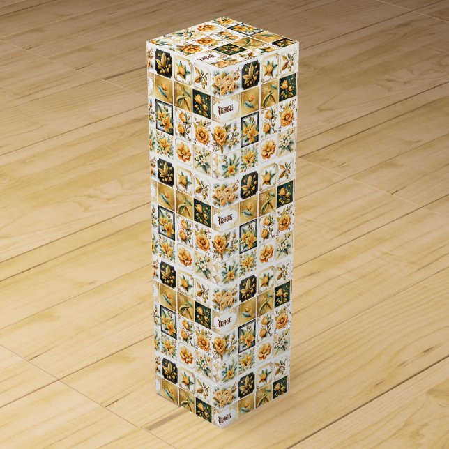 Christmas Collage in Gold Wine Box (Front)