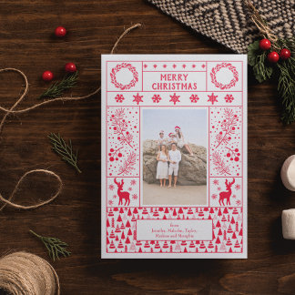Christmas Collage Personalized Vertical Holiday Letterpress Photo Cards