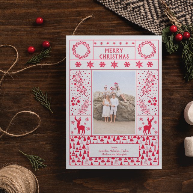 Christmas Collage Personalized Vertical Holiday Letterpress Photo Cards (Creator Uploaded)