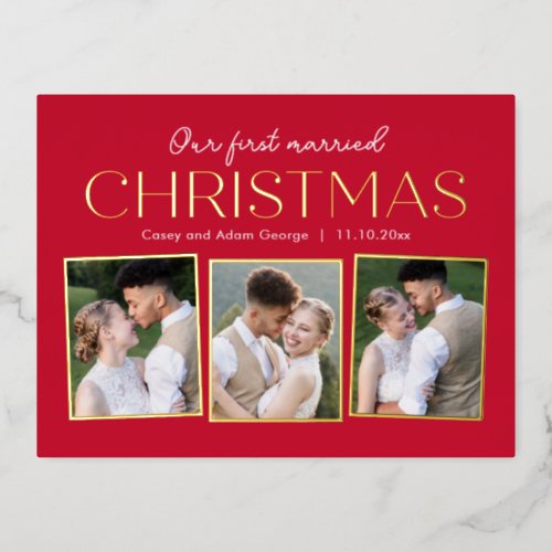 Christmas Collage Real Foil Holiday Card Postcard