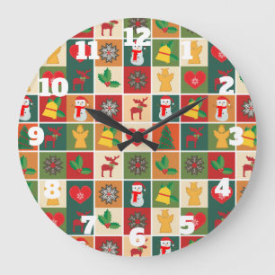 Christmas Collage Round Wall Clock with Numbers